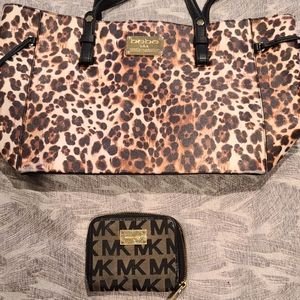 Bebe leopard purse and Michael kors wallet